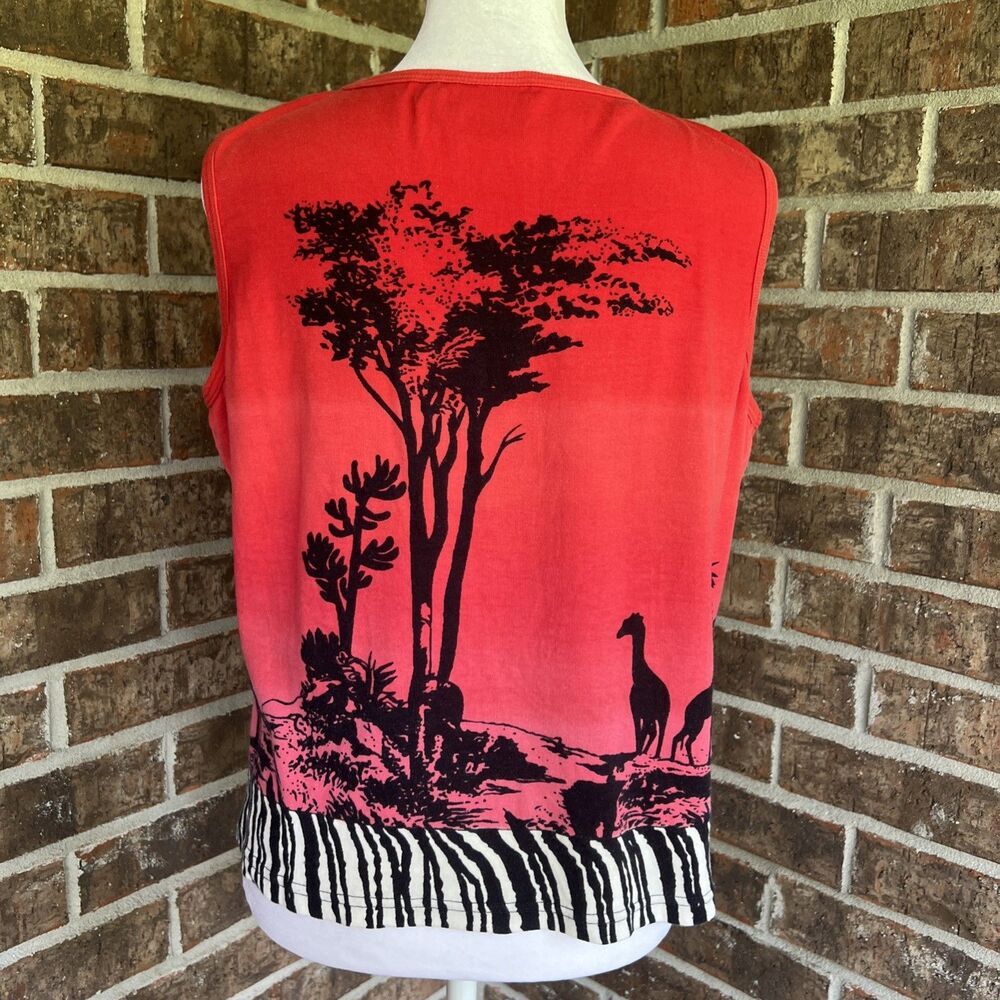 Take Two Clothing Co. Vintage 90s African Safari Sunset Beaded Top Large Cotton - Picture 5 of 10